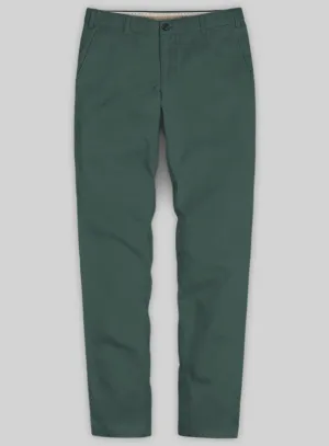 Washed Gallo Green Cotton Stretch Chino Pants