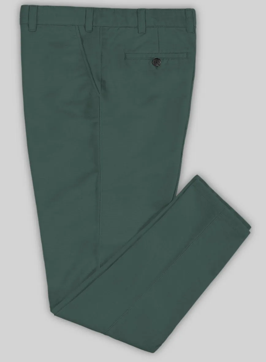 Washed Gallo Green Cotton Stretch Chino Pants