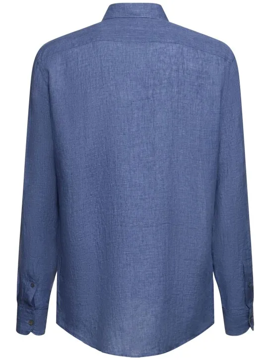 Zegna   Solid pure linen long sleeve shirt 